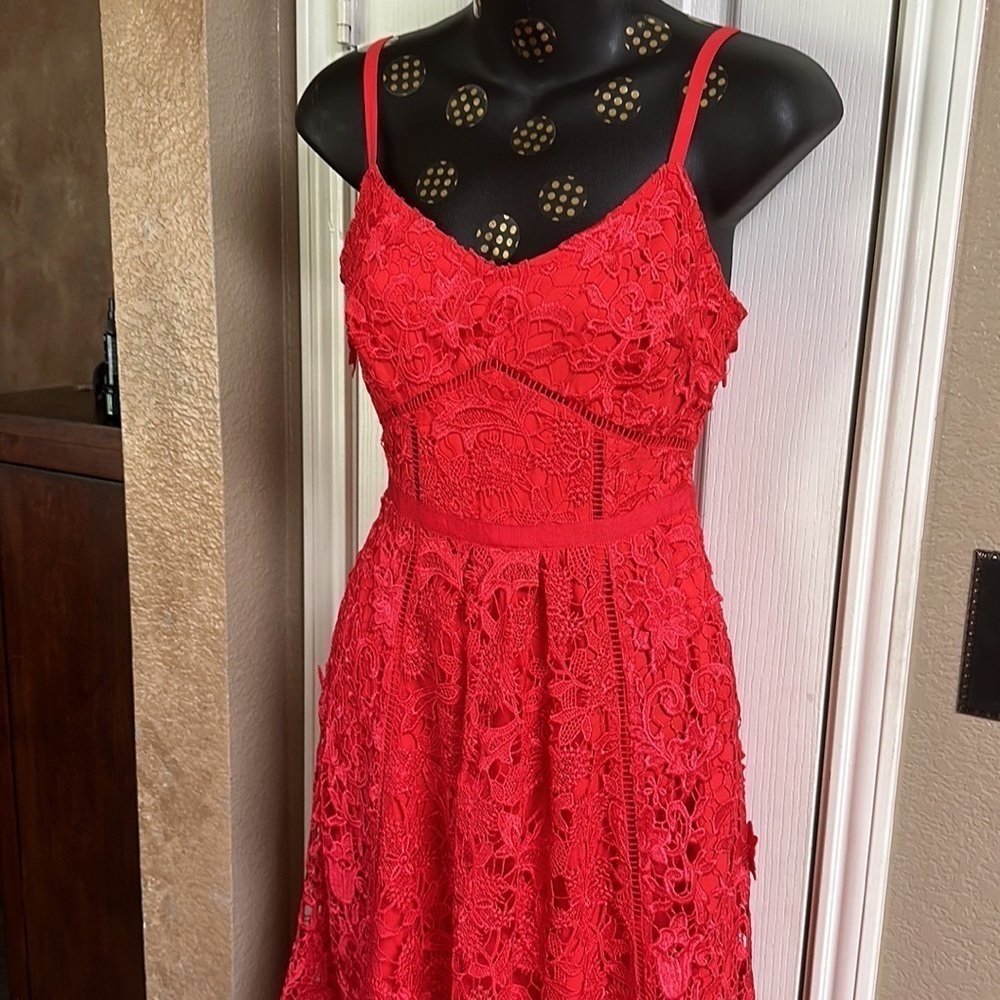 Ted Baker Red Lace Pocket Empire Waist valentines day dress US Size 2 NWT - Picture 13 of 17